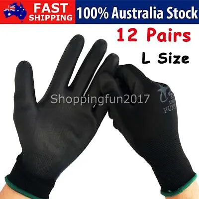 2 PAIR Work Gloves With Pu Coated Mechanic Hand Protection Breathable Black NEW • $19.95