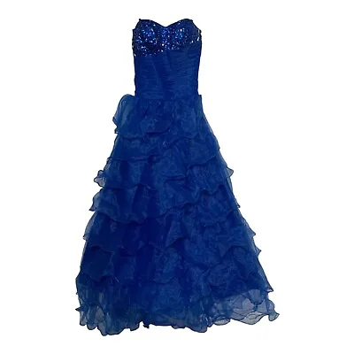 Royal Blue Junior Formal Pageant Wedding Party Full Length Dress/Gown Size 12-14 • $50