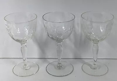 3 Vintage  Stemware Etched Floral Sherry Apertif Glasses • $17.95