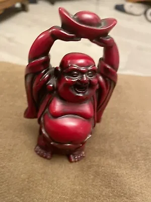 Red Resin Happy Laughing  Buddha Figure • £3.99