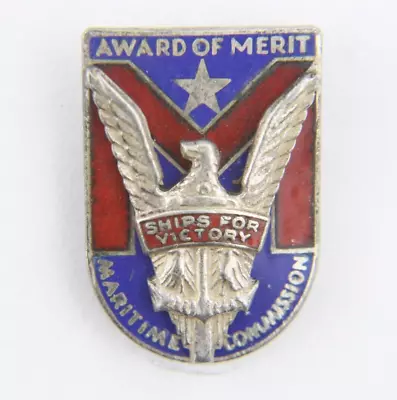 Sterling WWII AWARD OF MERIT MARITIME COMMISSION SHIPS FOR VICTORY Utica NY • $19.99