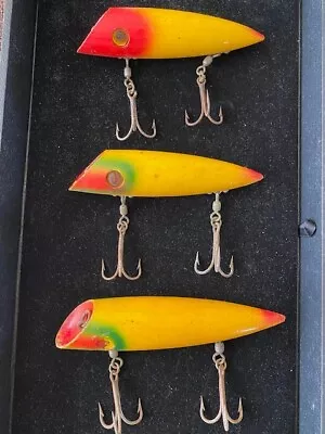 Lot Of 3 Vintage 5 & 6 Inch Red/Yellow Wood Salmon Plugs Lures • $2.99