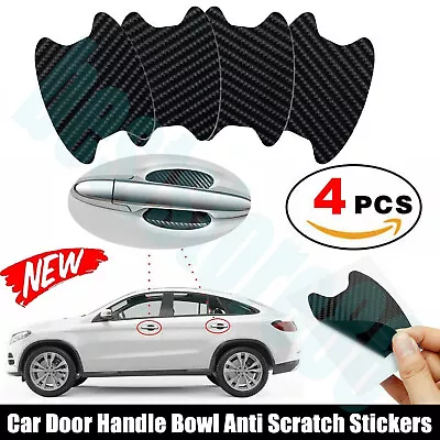 4x Car Door Handle Bowl Anti Scratch Sticker Carbon Fiber Protector Cover Trim • $5.94