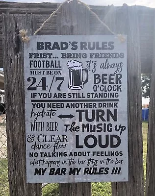 My Bar My Rules Personalised Wooden Plaque Sign 20x28.5cm BarGARAGEShed Home • $20