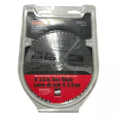 Craftsman 6-1/2  Plywood Saw Blade Smooth Fast Cut 108 Teeth • $9.99