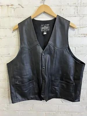 Vintage MOB Leather Biker Vest XL Motorcycle Dyna Chopper Club Vtg • $25