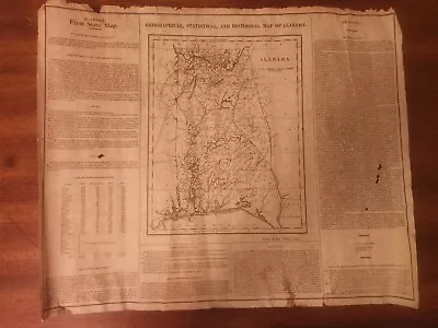 Vtg Alabama Historical Geograohical & Statistical Map 1822 • $30