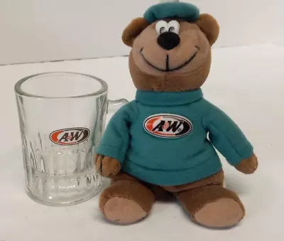 A&W Root Beer Teddy Bear~Stuffed Animal Plush~Teal Shirt Brown Bear~6  With Mug • $22.99