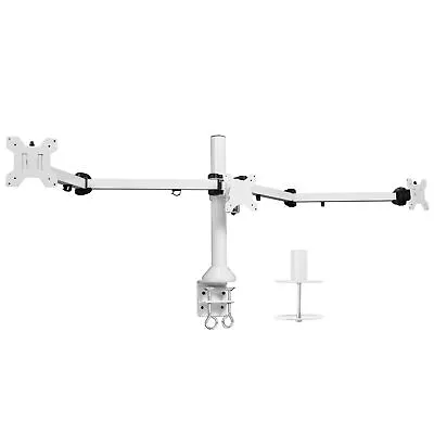 VIVO White Triple Monitor Desk Mount Adjustable Stand Fits 3 Screens Up To 32  • $79.99