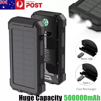 $26.95 • Buy 50000mah Solar Power Portable External Battery Bank Dual USB Phone Charger LED
