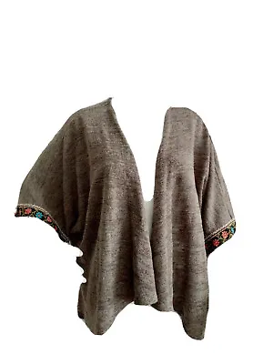 $15.15 • Buy Va Va By Joy Han Women's Boho Brown Fringe Embroidered Open Cardigan Wrap Size S