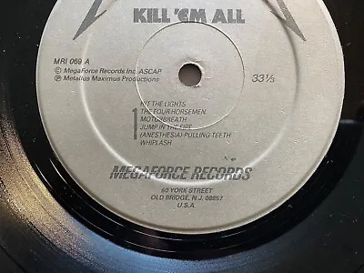 METALLICA KILL EM ALL Silver Label MEGAFORCE MRI 069 Vinyl LP 1st Press • $125