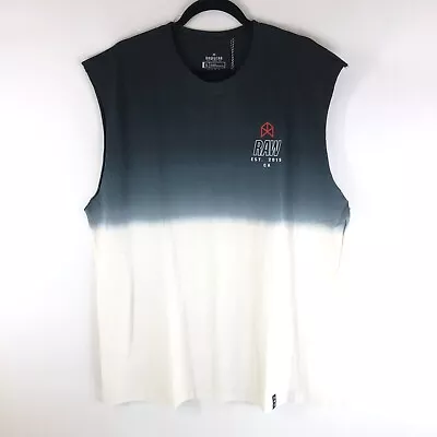 RawGear Bradley Martyn Mens Dip Dye Muscle Tank Crew Neck Sleeveless Black XL • $24.99