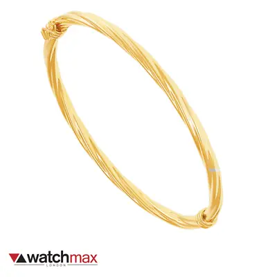 Gold Bangle 9ct Yellow Gold Twisted Hinged Bangle For Women 4.1g - 59.0 X 52mm • £249