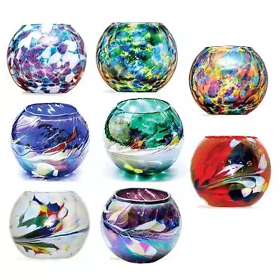 Tea Light Holder Colourful Glass Candle Globe Milford Handmade Nightlights • £18.49