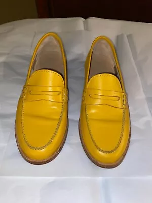 J. CREW Women's Ryan Penny Loafers In Leather Size US 5 UK 3 Mustard Yellow • $65.99