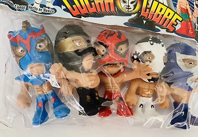 LUCHA LIBRE SET Luchadores Cabezones 3  Action Figures Mexican Toys Set Mascotas • $18.17