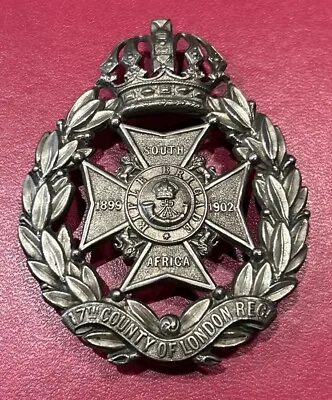 BADGES - 17th County Of London Regiment Rifle Brigade Cast Pouch Badge • £280