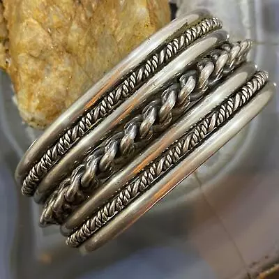 Roger Francisco Vintage Native American SIlver Decorated Heavy Bracelet For Men • $487.50