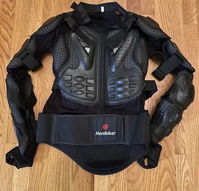 Herobiker Black Full Body Armor Gear Protector Motocross Motorcycle Jacket Sz M • $53.99