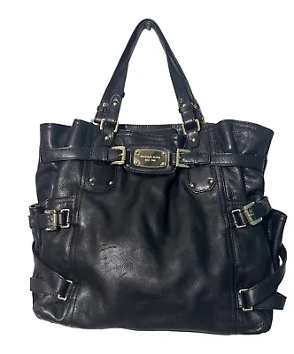 Michael Kors Gansevoort Large  Black Leather Trim Satchel Handbag • $80