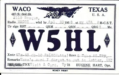 QSL 1935 Waco Texas      Radio Card • $6.02