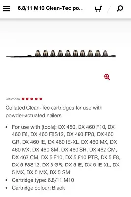 Hilti DX Cartridge 6.8/11 M10 STD Black ( 10x10=100) • £40