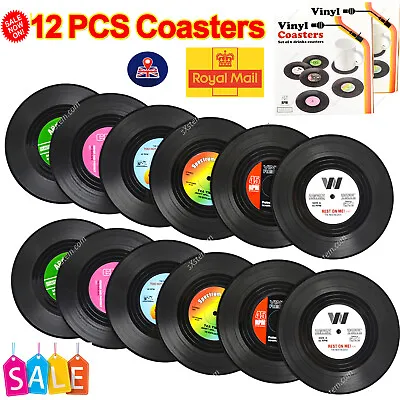 £8.79 • Buy 12Pc Vinyl Coasters Vintage Drinks Coffee Mat Retro Disc Record Cup Place Holder