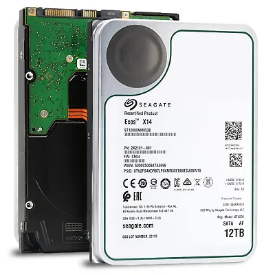 Seagate 12TB Exos X14 SATA 6Gb/s 7200RPM Enterprise HDD — ST12000NM0538 • $109.99