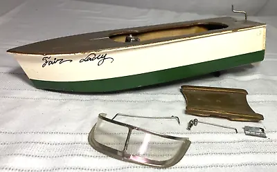 Vintage 1950s Line Mar Wooden Battery Operated Toy Pond Boat “Fair Lady” • $110