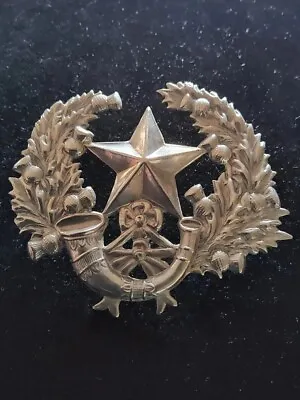 Cameronians Scottish Rifles S.R. White Metal Cap Badge Scots British Military • £10
