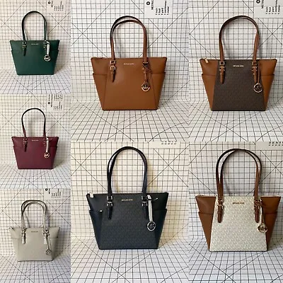 $119 • Buy NWT Michael Kors Charlotte Signature Leather Top Zip Tote Handbag Shoulder Bag