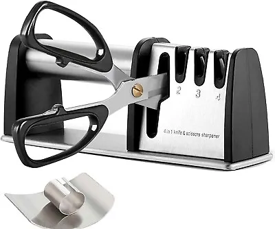 Knife Sharpener Scissor Sharpener 4 In 1 Manual Knife Sharpener daimont Steel • £9.99