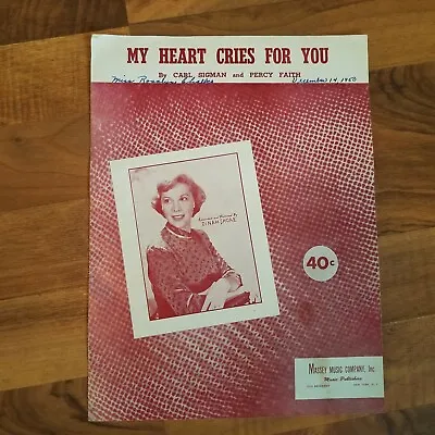 My Heart Cries For You 1950 Sheet Music Recorded By Dinah Shore Photo Cover C1 • $1.67