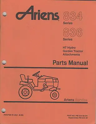 9/1996 Ariens Garden Tractor Attachments P/n Pm-34a-96-dh Parts Manual (342) • £21.19
