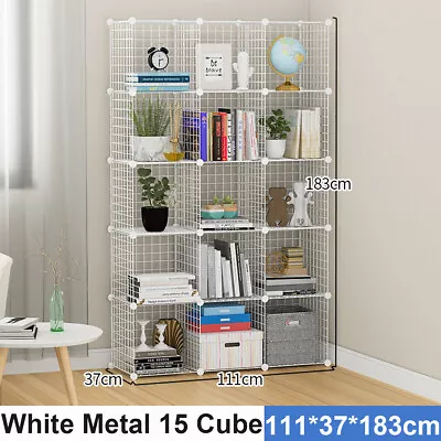 15 Cube White DIY Wire Storage Shelves Cabinet Metal Display Shelf Toy Book Rack • $58.99