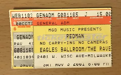 2001 Redman Milwaukee Concert Ticket Stub Blackout Malpractice Def Squad • $4.99