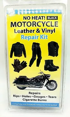 Motorcycle Leather & Vinyl Repair Kit NO HEAT Burns Gouges Seats Jackets BLACK • $14.99