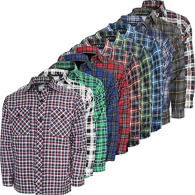 Mens Padded Button Quilted Thick Lumberjack Check Work Warm Thick Shirt Jacket • £16.99