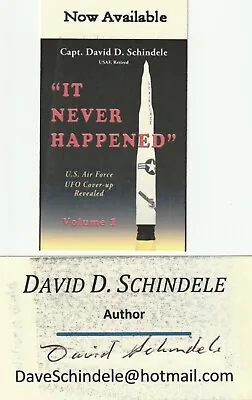 Ufo Witness & Author David Schindele Signed Business Card Ret Air Force Captain • $35