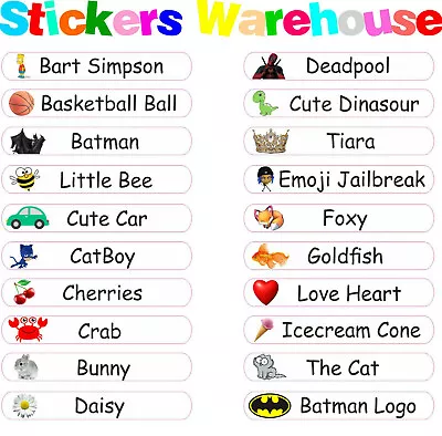 Personalised Name Labels Stickers School Tags Vinyl Stick On Kids Waterproof • £1.99