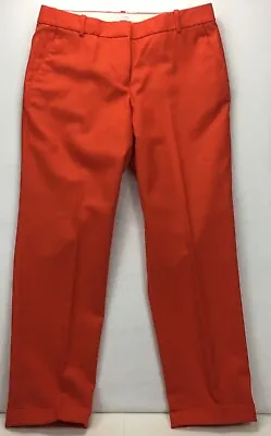 J. Crew Bright Orange Red 100% Wool Cafe Capri Pants Size 4 Flat Front Cuffed • $29.99