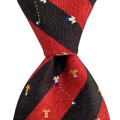 BVLGARI SEVENFOLD Men's 100% Silk XL Necktie ITALY Luxury STRIPED Red/Black GUC • $90.99