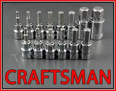 CRAFTSMAN 14pc 3/8 1/2 SAE METRIC Hex Allen Key Bit Ratchet Wrench Socket Set   • $39.18