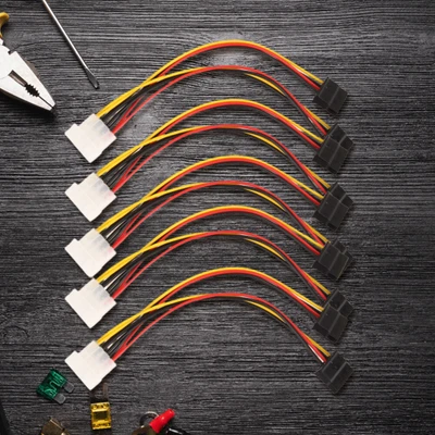 £4.31 • Buy 5pcs 4 Pin IDE Male To Dual SATA Y Splitter Female HDD Power Adapter Cable