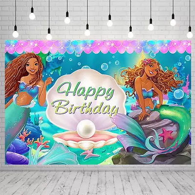 Little Mermaid 2023 Backdrop For Birthday Party Supplies Black Little Mermaid... • $20.99