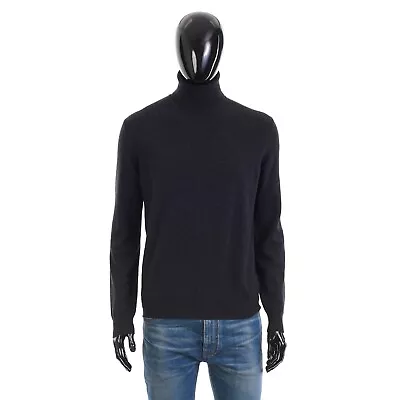 LORO PIANA 1450$ Classic Turtleneck In Black/Gray Melange Baby Cashmere • $1095