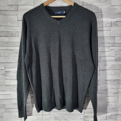 £5.95 • Buy ATLANTIC BAY Mens Charcoal Grey V-Neck Jumper Size L 