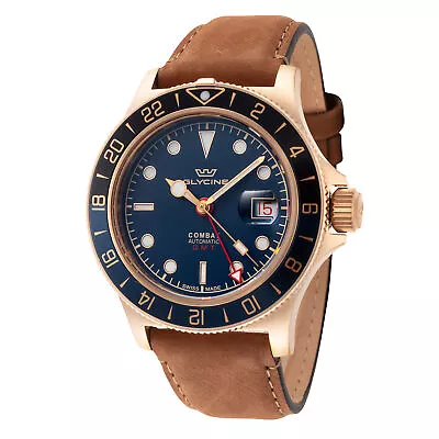 Glycine Men's GL0317 Combat Sub Sport 42 Bronze 42mm Leather Watch • $893.86