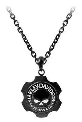 Harley-Davidson Men's Black Axel Willie G Skull Emblem Chain Necklace HSN0055-22 • $99.95